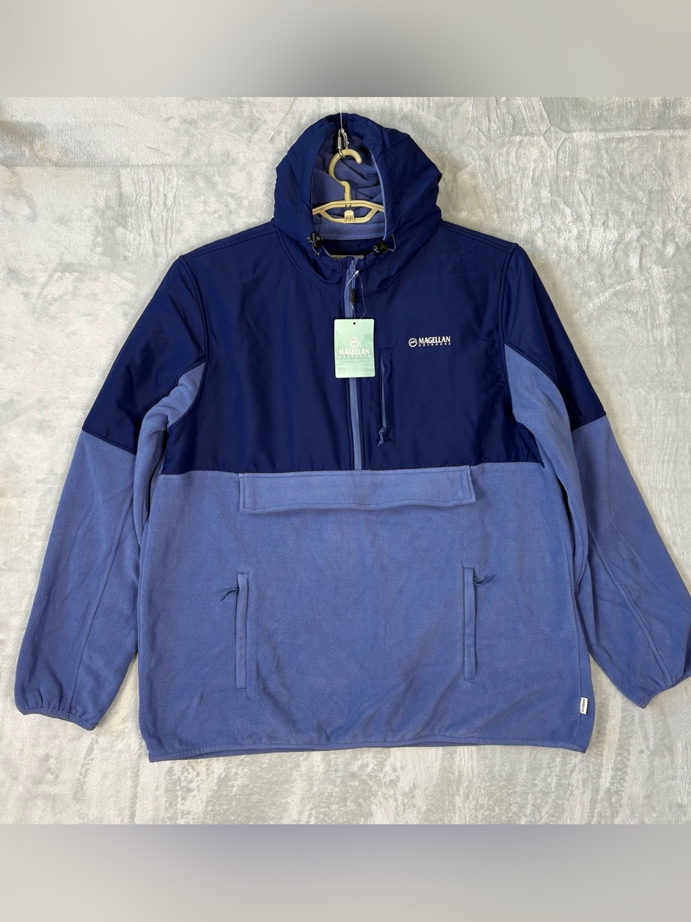 NWT Magellan Outdoors LS Campfire Pullover Hoodie Medieval Blue/Gray Blue 2XL